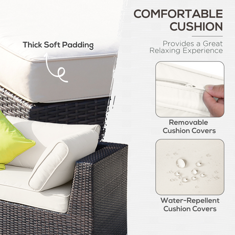 Outsunny rattan dining set cushions detail