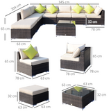 Outsunny rattan dining set arranged in a garden
