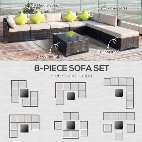 Outsunny rattan dining set adjustable foot pad detail