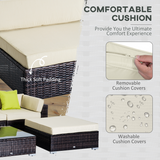 Outsunny rattan sectional set reconfigured in a garden setting