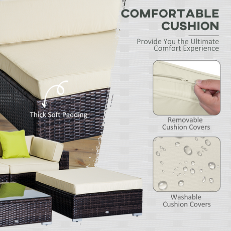Outsunny rattan sectional set reconfigured in a garden setting
