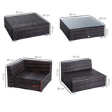 Outsunny rattan footstools and coffee table arranged together