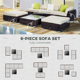 Dimension diagram of the Outsunny 6-piece rattan sectional set