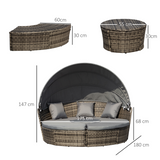 Outsunny Rattan Day Bed round configuration view