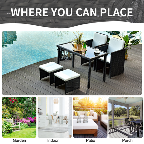 Outsunny Rattan Garden Set dimensions diagram