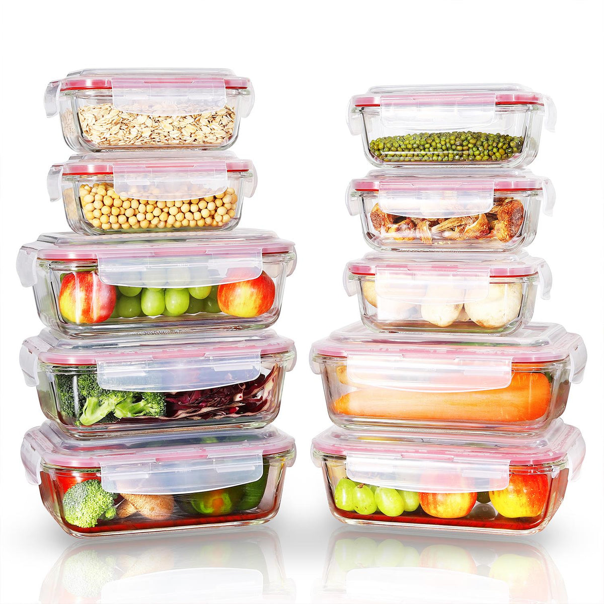 10-pack glass food storage containers