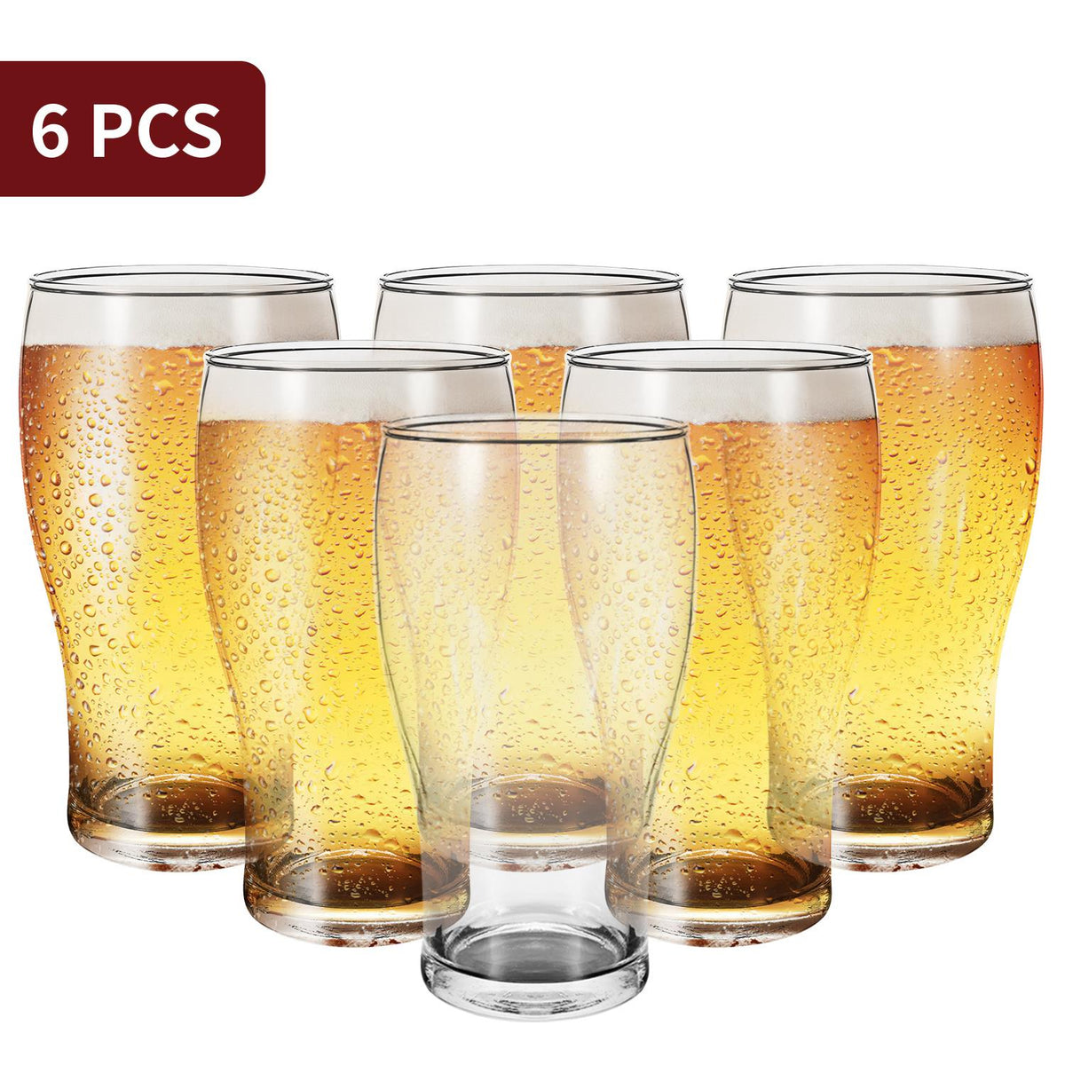 VINSANI Tulip Beer Glasses Set of 6 – Clear Glass for Craft Beer, Ales & Cocktails