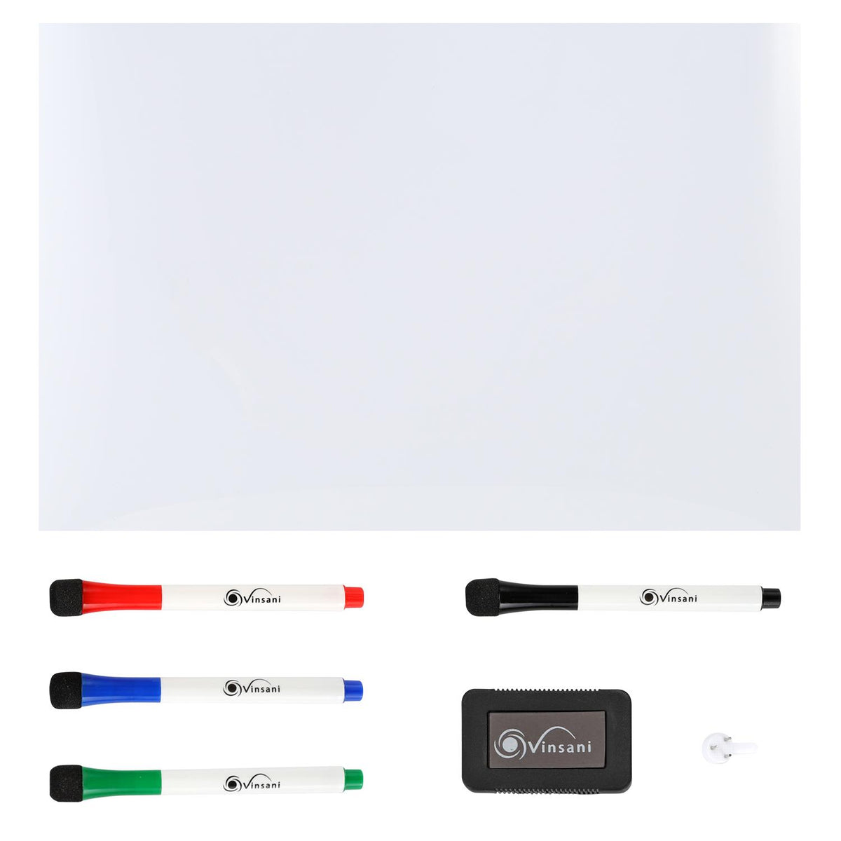 Vinsani 60 x 90 cm Magnetic Whiteboard with 4 Dry Pens and Eraser – Home and Office Planner, Organiser