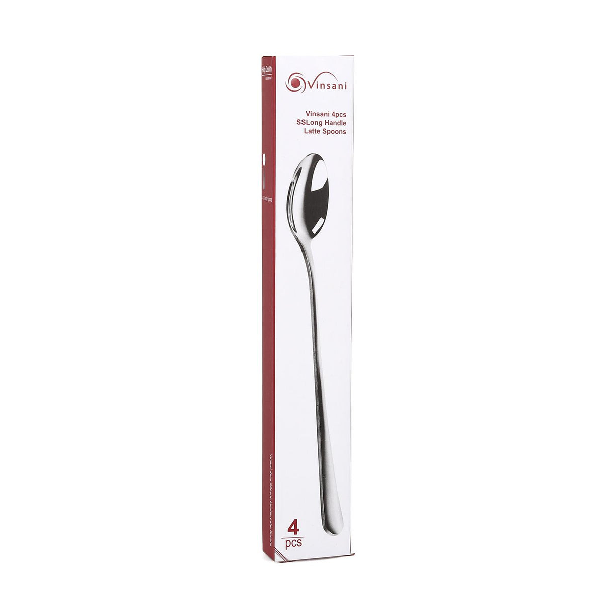 VINSANI Set of 8 Long Handle Stainless Steel Latte Spoons – Tall Glass, Sundae & Iced Drink Spoons