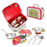 SOKA 10 Piece Kids Kitchenware Play Set with Carry Case – Role Play Pans, Colander and Utensils, Animals Design
