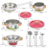 SOKA 10 Piece Kids Kitchenware Play Set with Carry Case – Role Play Pans, Colander and Utensils, Animals Design