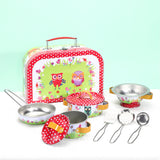 SOKA 10 Piece Kids Kitchenware Play Set with Carry Case – Role Play Pans, Colander and Utensils, Animals Design