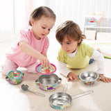SOKA 10-Piece Kids Kitchenware Play Set with Carry Case – Dinosaur Role Play Toy Pots, Pans and Utensils