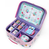 SOKA 18 Piece Tin Tea Set with Carry Case – Kids Role Play Tea Party Toy, Llama Design