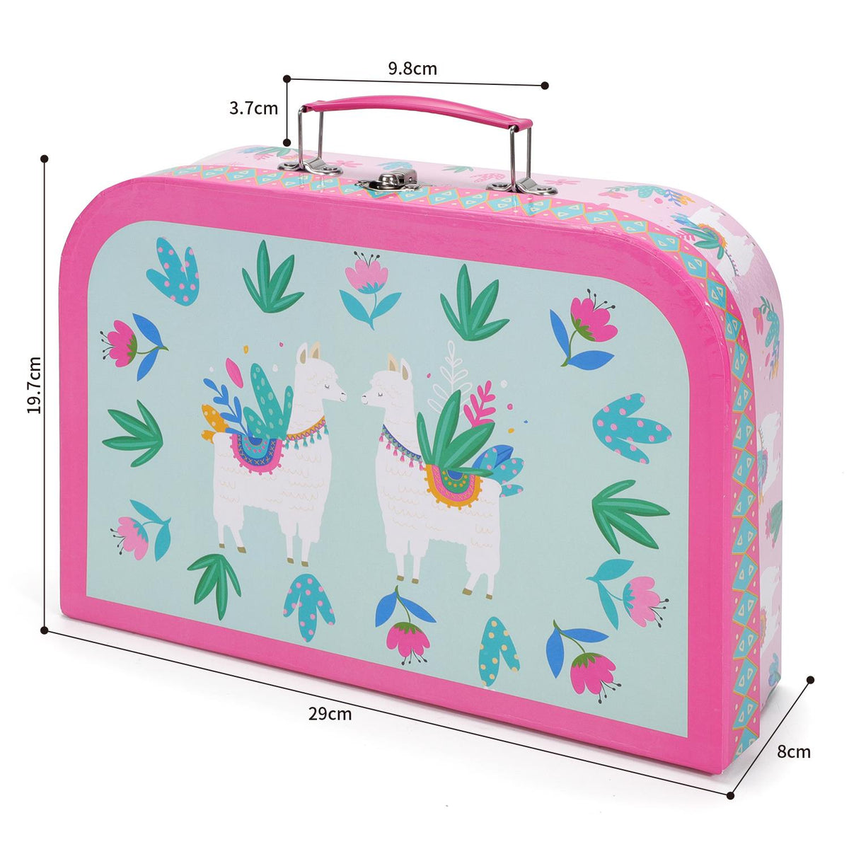 SOKA 18 Piece Tin Tea Set with Carry Case – Kids Role Play Tea Party Toy, Llama Design