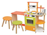 Lelin Sizzlin' Kitchen Wooden Play Kitchen with Sink, Oven, Hob and Accessories – Kids Pretend Play Set, Ages 3+