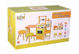 Lelin Sizzlin' Kitchen Wooden Play Kitchen with Sink, Oven, Hob and Accessories – Kids Pretend Play Set, Ages 3+