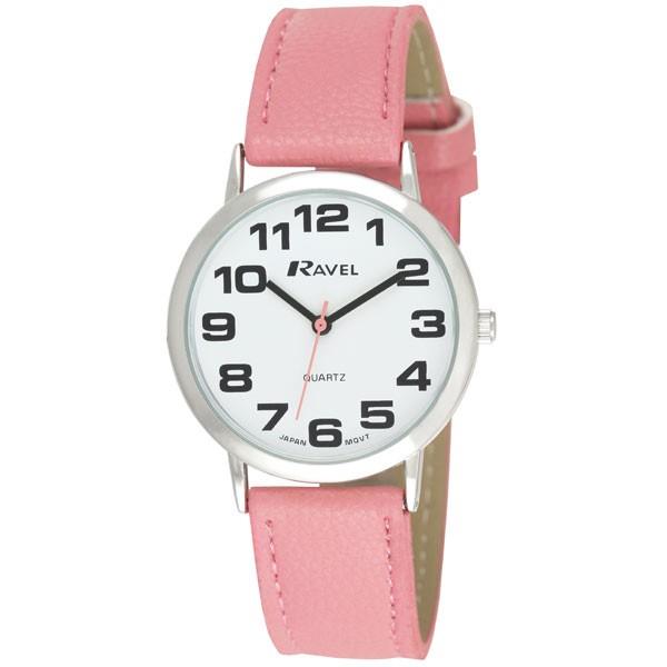Ravel Unisex Classic Big Dial Strap Watch R0105.13.15A – Everyday Analogue Wristwatch, Pink Leather Strap