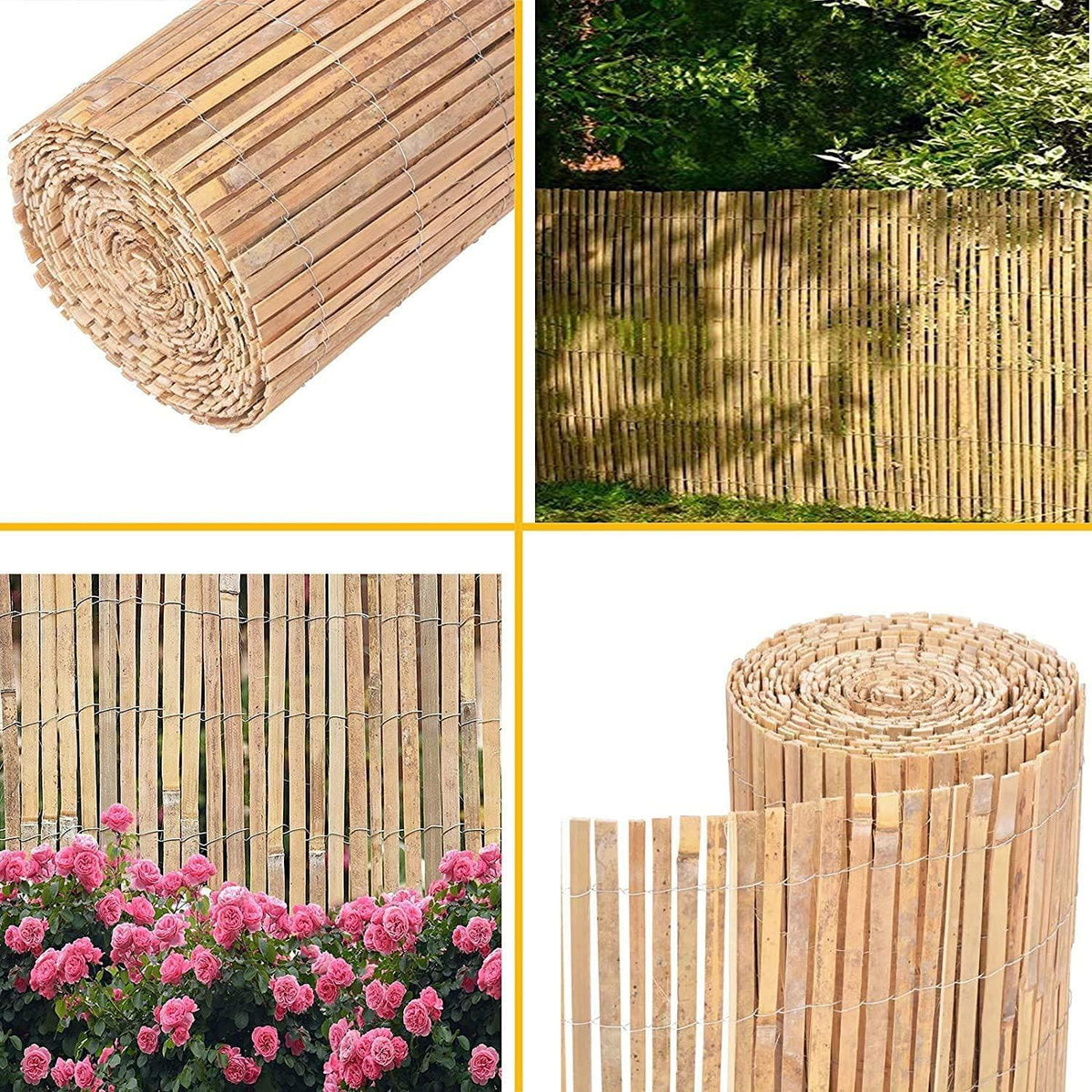 Bamboo Slatted Garden Fence Screen, 1.8m x 4m – Natural Privacy & Windbreak Roll for Gardens & Balconies