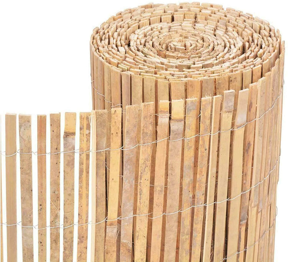 Bamboo Slatted Garden Fence Screen, 1.8m x 4m – Natural Privacy & Windbreak Roll for Gardens & Balconies