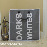 Double Laundry Bag with Metal Handles – Foldable Storage Basket for Bedroom or Bathroom, Dark Grey