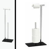 Free-Standing Toilet Roll Holder & Storer with Tempered Glass Base – Modern Stainless Steel Finish