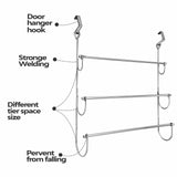 3 Tier Over The Door Towel Rail Hanger – Chrome Finish Stainless Steel Bathroom Towel Rack