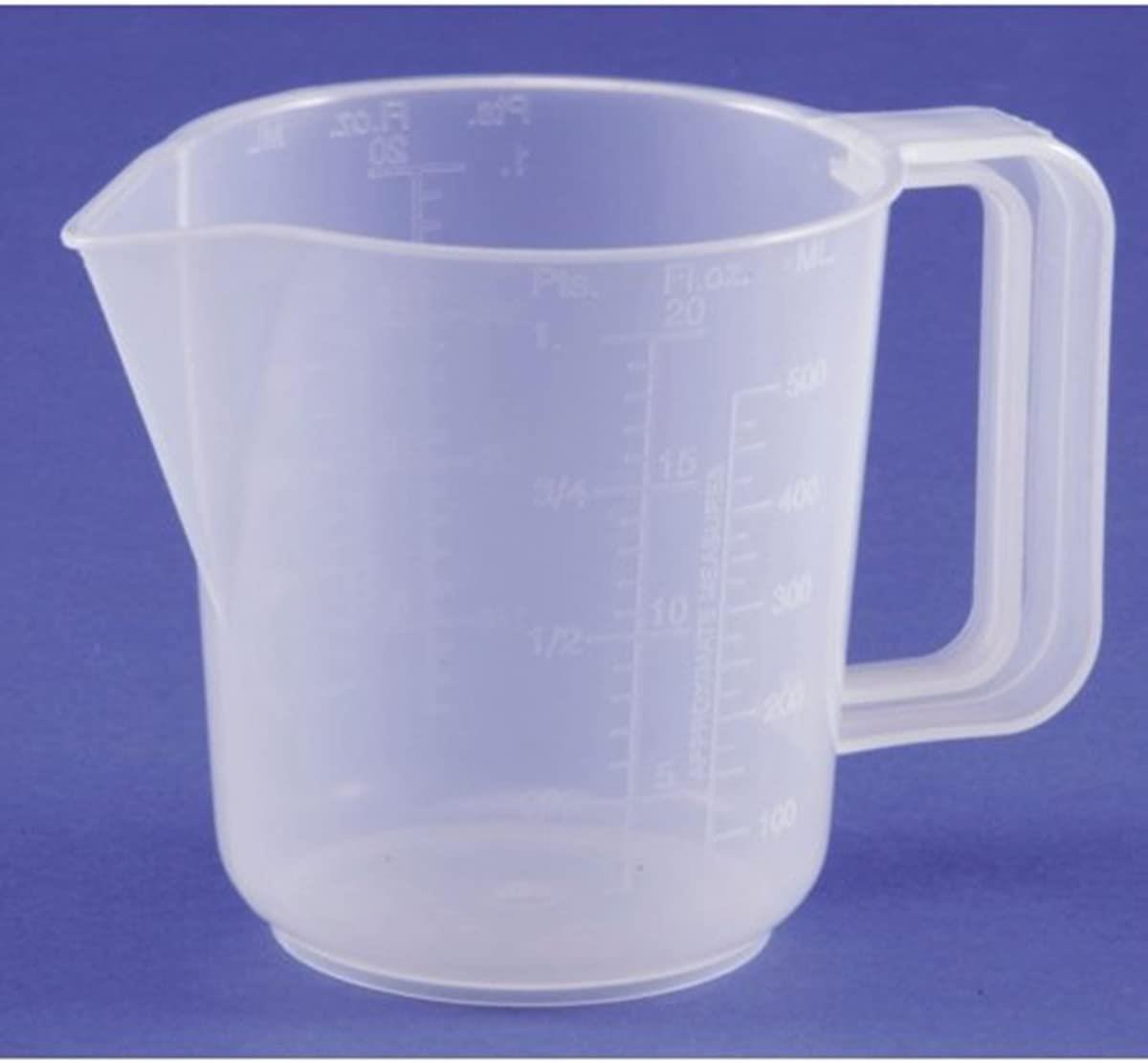 Whitefurze Clear Plastic Measuring Jug with Grip Handle – Pint, fl oz & ml Graduations, White