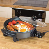 Quest 30cm Multi-Function Electric Cooker Pan with Glass Lid, 1500W – Fry, Stew, Steam & Sauté