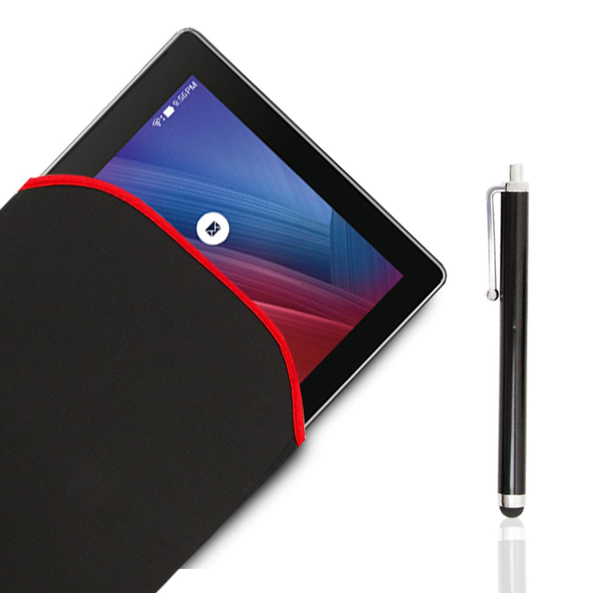 GVC 10 Inch Universal Neoprene Tablet Cover with Stylus Pen – Reversible Protective Sleeve, Black
