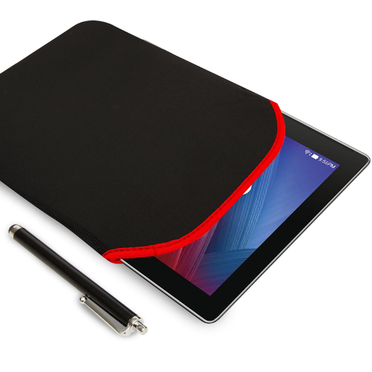 GVC 10 Inch Universal Neoprene Tablet Cover with Stylus Pen – Reversible Protective Sleeve, Black