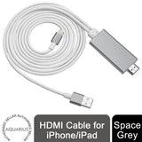Aquarius Full HD HDMI Adapter Cable for 8-Pin Phone & Pad – 1080p TV Mirroring, Space Grey