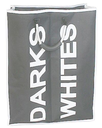 Double Foldable Laundry Bag with Metal Handles – Bedroom & Bathroom Laundry Basket, Light Grey