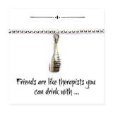 Aye Do Gifts Wine Bottle Charm Bracelet on Funny Friends Message Card – Silver Plated Beaded Gift