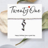 Aye Do Gifts 21st Birthday Silver Key Charm Stretch Beaded Bracelet on Message Card – Keepsake Gift Boxed