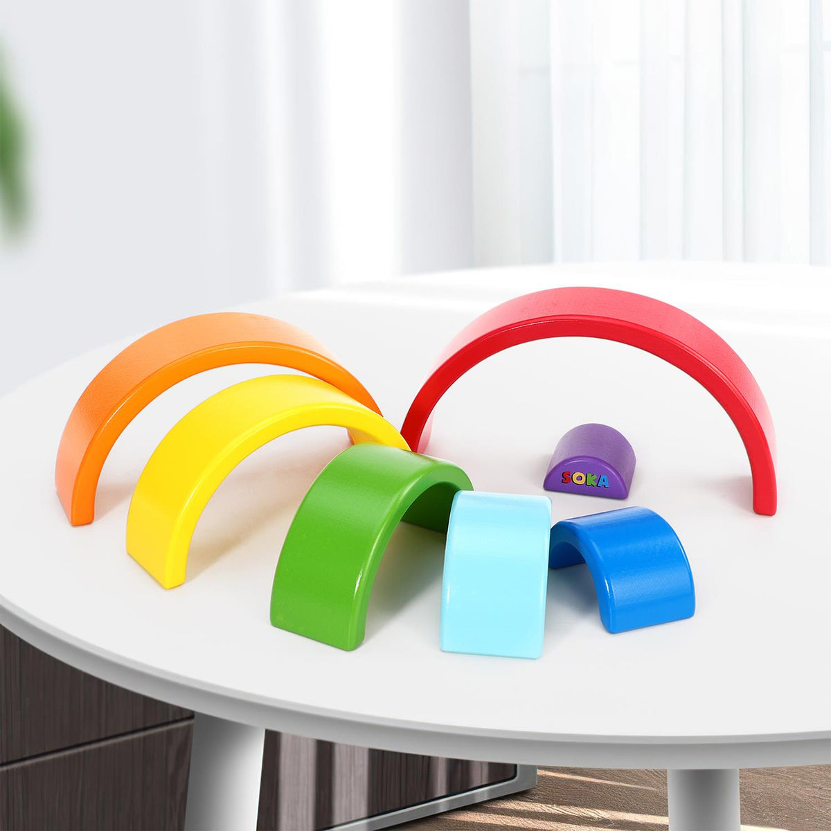 SOKA Wooden Rainbow Stacker 7 Piece Set – Children's Stacking and Creative Play Toy