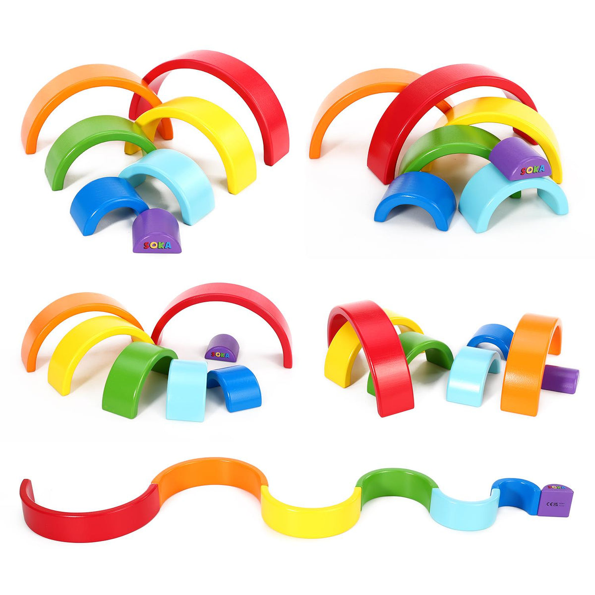 SOKA Wooden Rainbow Stacker 7 Piece Set – Children's Stacking and Creative Play Toy