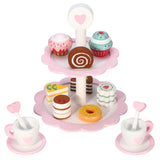 SOKA Wooden Heart Dessert Tower Toy Cake Stand with 8 Cakes – Tea Party Pretend Play Set for Ages 3+