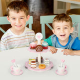 SOKA Wooden Heart Dessert Tower Toy Cake Stand with 8 Cakes – Tea Party Pretend Play Set for Ages 3+
