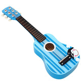 SOKA Wooden Children's Guitar with 6 Strings – Blue Striped Pirate Design, Kids Musical Instrument