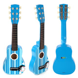 SOKA Wooden Children's Guitar with 6 Strings – Blue Striped Pirate Design, Kids Musical Instrument