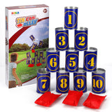SOKA Tin Can Alley Game with Beanbags – Indoor & Outdoor Family Carnival Game for Ages 5+