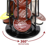VINSANI 24-Pod Coffee Capsule Stand with 4 Storage Wells – Compact Coffee Pod Holder, Black