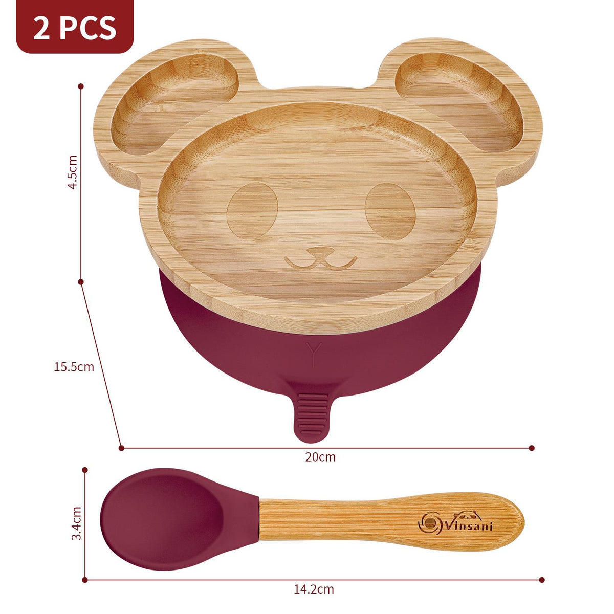 Kids bamboo mouse plate and spoon