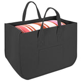 Vinsani Black Storage Baskets, 2 Pack – Foldable Felt Organisers for Clothes, Toys and Blankets