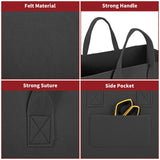 Vinsani Black Storage Baskets, 2 Pack – Foldable Felt Organisers for Clothes, Toys and Blankets