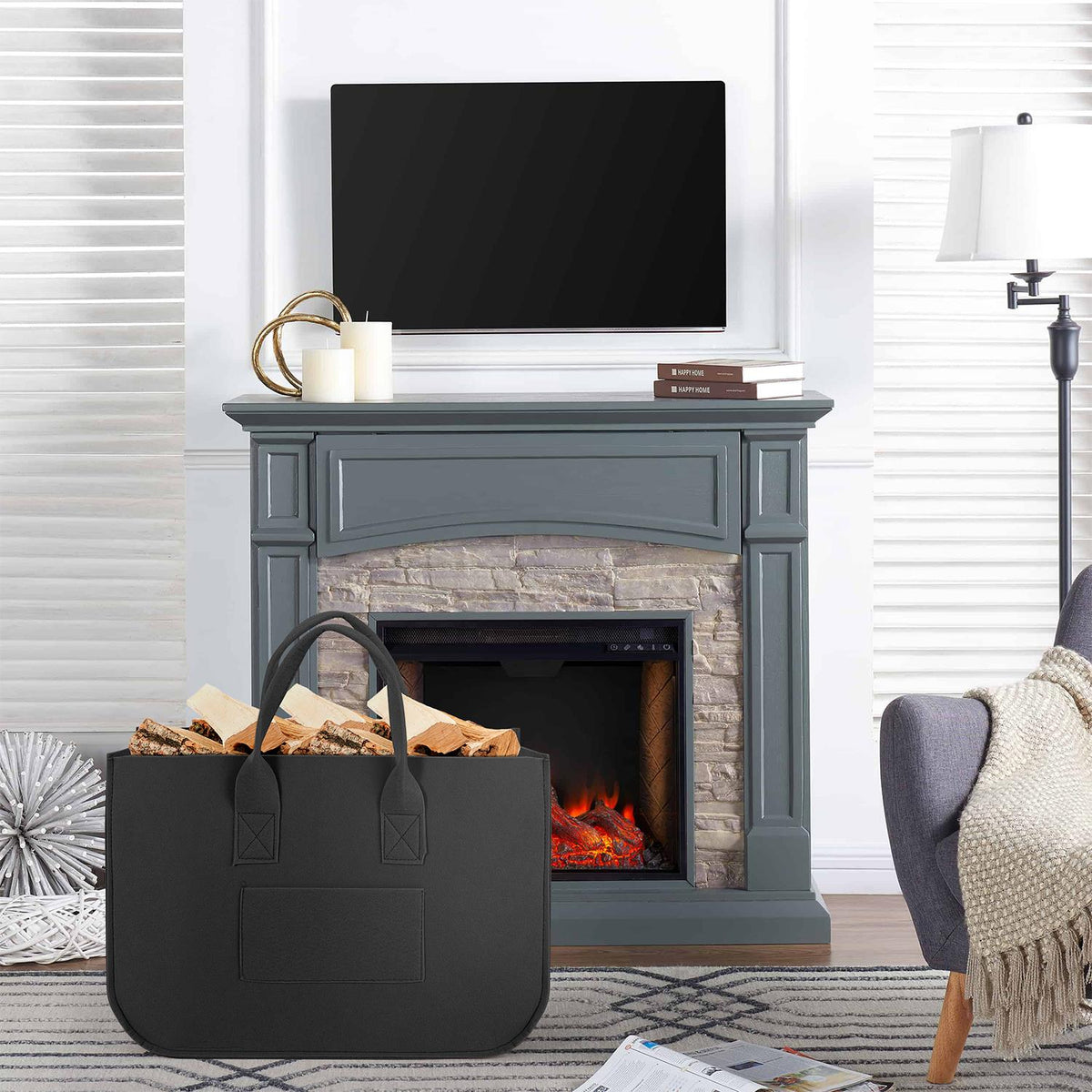 Vinsani Black Storage Baskets, 2 Pack – Foldable Felt Organisers for Clothes, Toys and Blankets