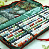 Vinsani Christmas Gift Wrap Fabric Storage Bag with Zip Closure and Handles – Wrapping Paper Organiser