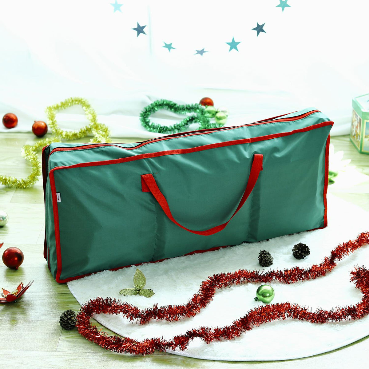 Vinsani Christmas Gift Wrap Fabric Storage Bag with Zip Closure and Handles – Wrapping Paper Organiser