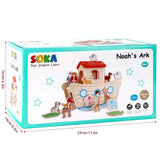 SOKA Wooden Noah's Ark Playset with Mr and Mrs Noah and 13 Animals – Toy for Imaginative Play